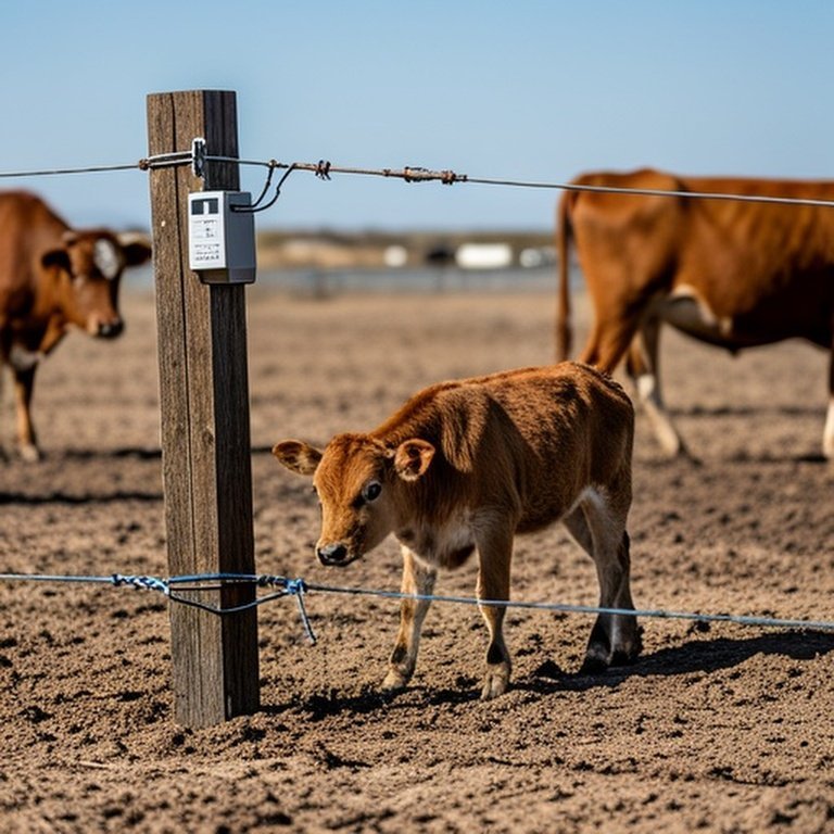 Realistic documentary photo of agricultural cattle pasture illustrating electric fence failure from poor grounding
