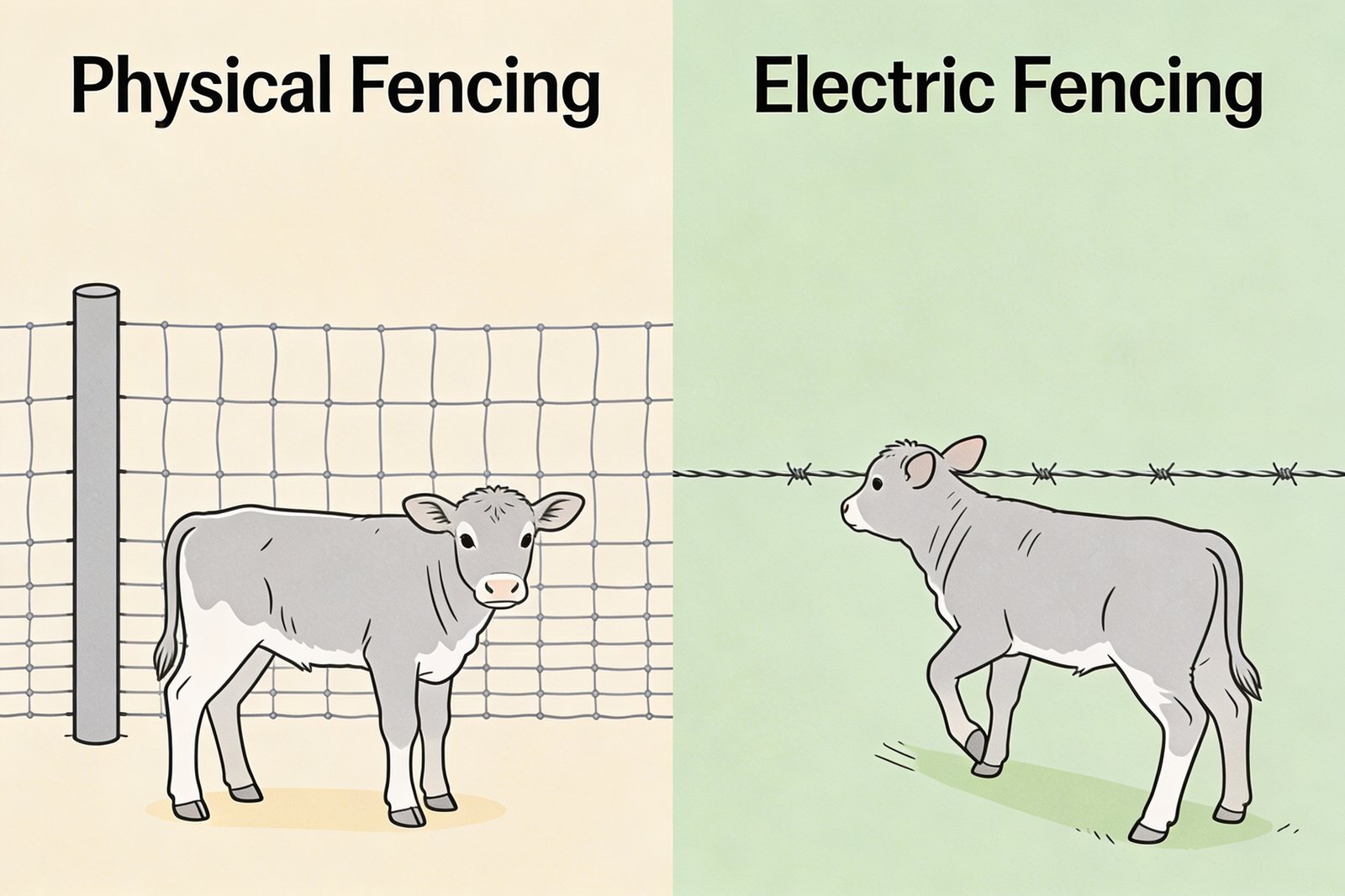 Physical versus electric fencing containment comparison