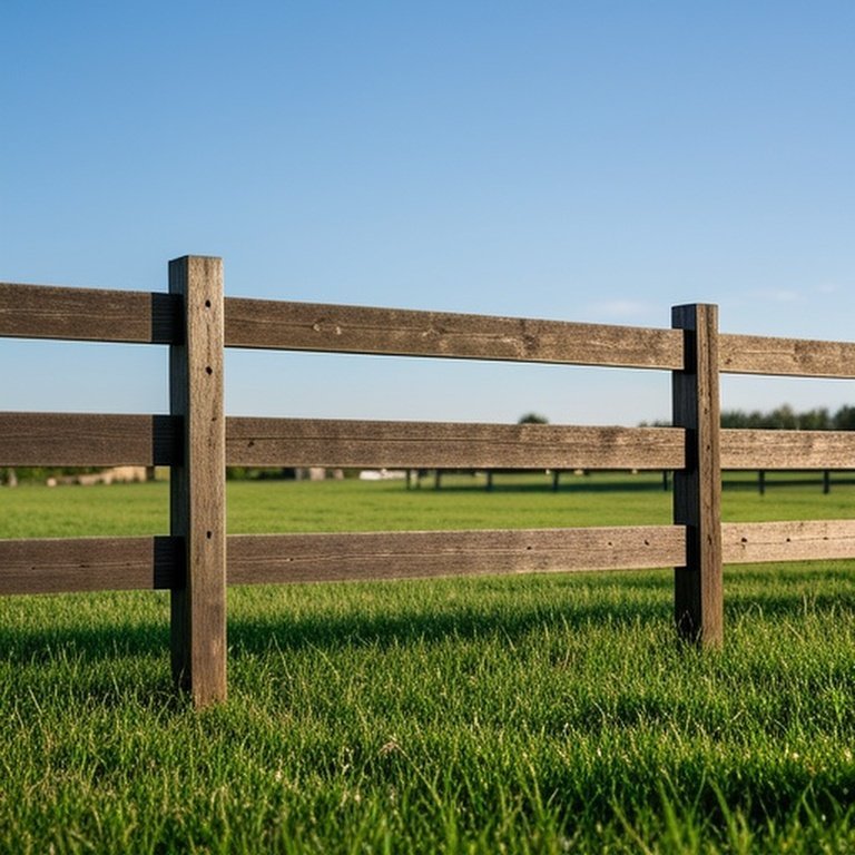 Realistic documentary-style wooden rail horse fence in sunny pasture, emphasizing safe vertical spacing to prevent hoof entrapment Realistic documentary-style wooden rail horse fence in sunny pasture, emphasizing safe vertical spacing for horse safety