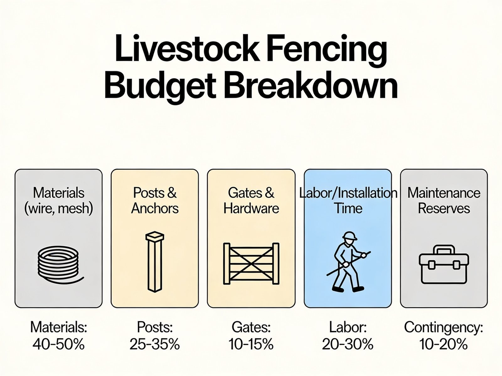 Livestock fencing budget breakdown by component