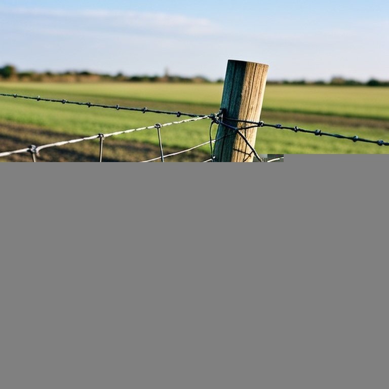 After high winds: Agricultural wire fence corner section showing leaning post, disturbed soil, and slack brace wires, emphasizing structural stress and inspection need Wind-damaged agricultural wire fence corner with leaning post, disturbed soil, and slack diagonal brace wires