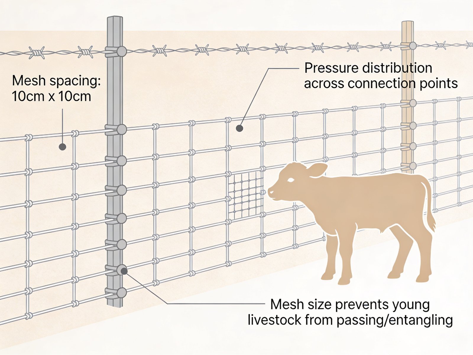 Woven wire fence mesh spacing illustration